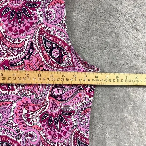Michael Kors Pink Dress M Paisley Flutter Hem Sleeveless Stretchy Shift Sundress - Picture 6 of 11